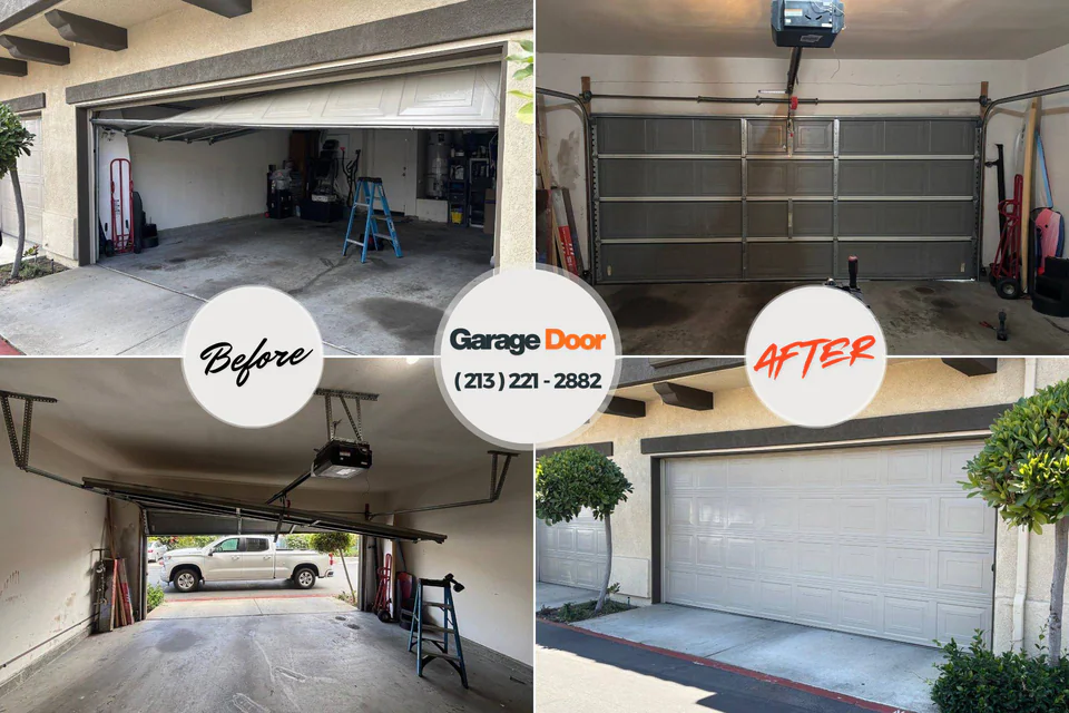 Before and after: garage door repair Harker Heights, TX